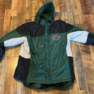 Vintage Minnesota Wild Hockey NHL Hooded Full Zip Jacket Coat Men’s Size Large